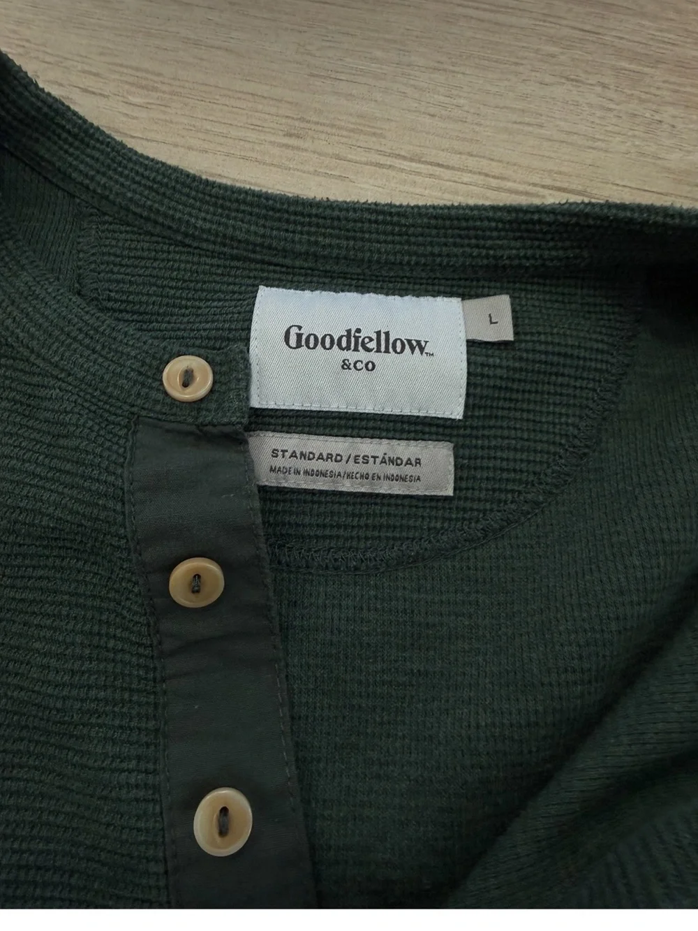 Goodfellow & Co Mens Green Long Sleeve Henley